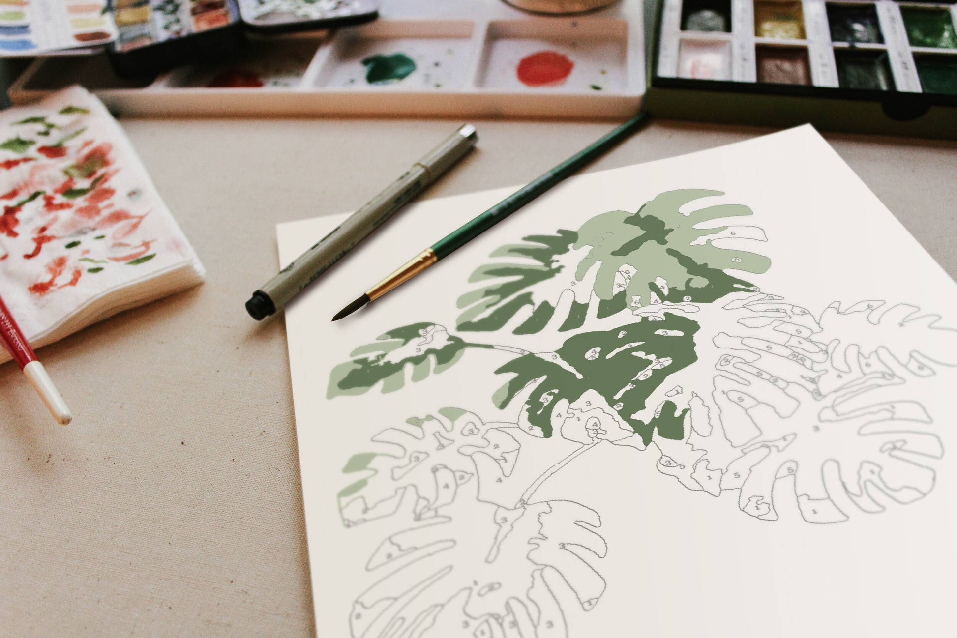 Tropical Plants Paint-By-Numbers paint by numbers kit detail view by ByGeorgee